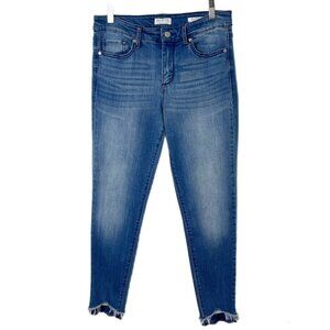 Sofia Vergara Women's Jeans 6 Skinny Ankle Lace Raw Hem Stretch Denim Med Wash